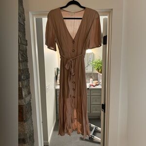 Boutique Tan Midi Dress
